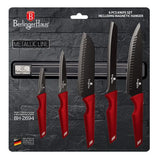 Berlinger Haus 6-Piece Non-Stick Knife Set with Magnetic Hanger - Burgundy