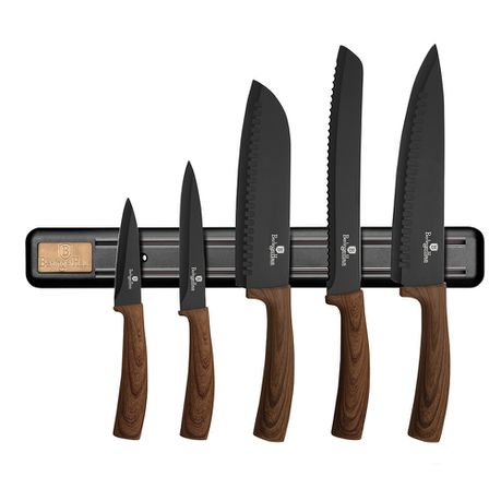 Berlinger Haus 6 Piece Knife Set with Magnetic Hanger - Wood