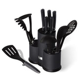 Berlinger Haus 12-Piece Knife & Kitchen Utensils Set with Stand - Carbon