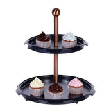Berlinger Haus Chrome Iron 2 Tier Cake Stand - Black Rose Collection