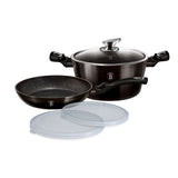 Berlinger Haus 3+2 Marble Coating Cookware Set - Shine Black Edition