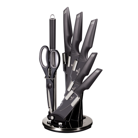Berlinger Haus 8-Piece Non-Stick Knife Set with Acrylic Stand - Carbon Pro