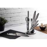Berlinger Haus 8-Piece Marble Coating Stainless Steel Knife Set with Stand Gray - Granit Diamond Line