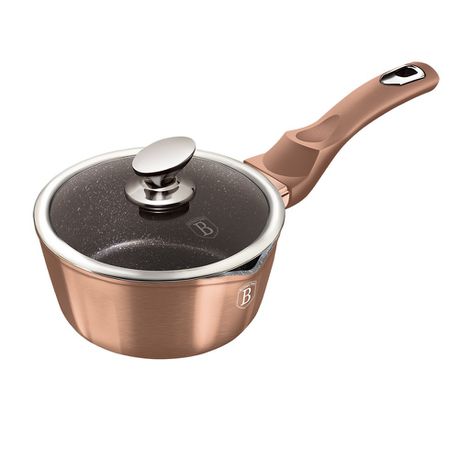 Berlinger Haus 16cm Marble Coating Sauce Pan with Lid - Rose Gold Metallic