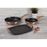 Berlinger Haus 3 Piece Marble Coating Frypan & Grill Plate Set - Rose Gold Collection