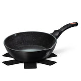 Berlinger Haus 24cm Marble Coating Deep Fry Pan with 2 Mouths - Black Rose