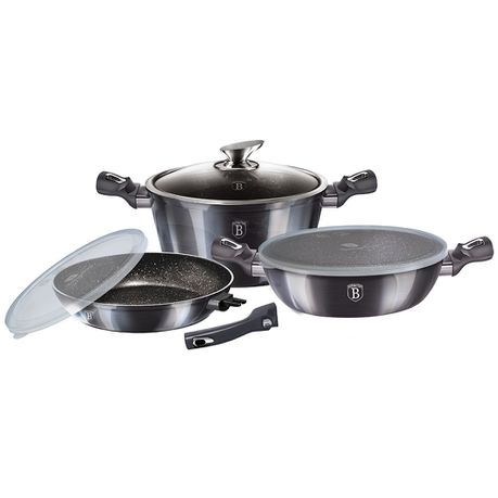 Berlinger Haus 6-Piece Marble Coating Smart Lid Cookware Set - Carbon Pro