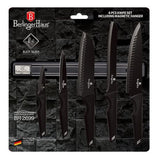 Berlinger Haus 6-Piece Non-Stick Knife Set with Magnetic Hanger - Black Sil