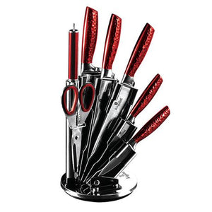 Berlinger Haus 8 Piece Stainless Steel Knife Set with Stand - Burgundy