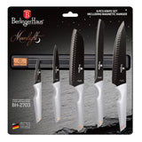 Berlinger Haus 6-Piece Non-Stick Knife Set with Magnetic Hanger -Moon Light