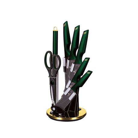 Berlinger Haus 8-Piece Non-Stick Knife Set with Acrylic Stand - Emerald